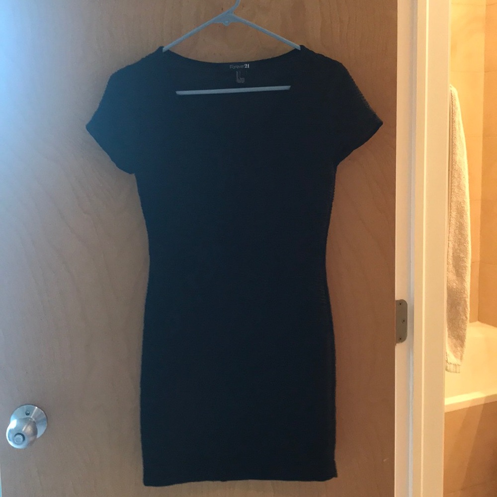 Black mini dress with fun pattern